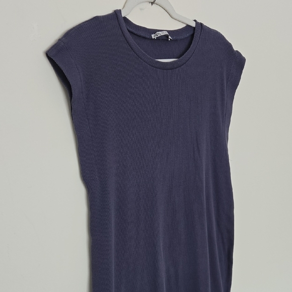 Zara Lavender Midi Dress Sleevelees ribbed classic minimalist normcore Size M - Picture 4 of 7